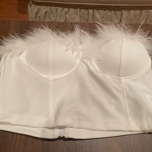 Feather corset tube top